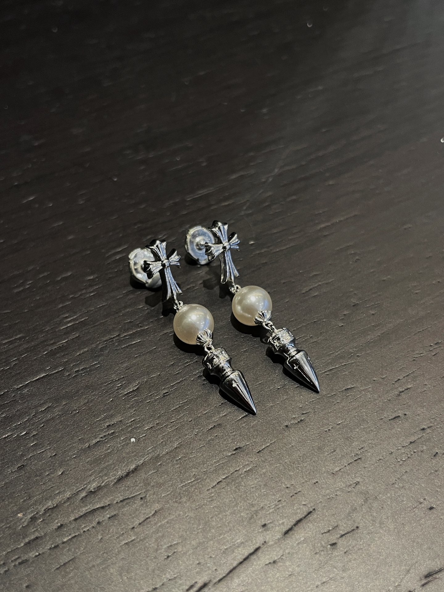 Chrome hearts xmikimoto joint cross bullet tassel earrings