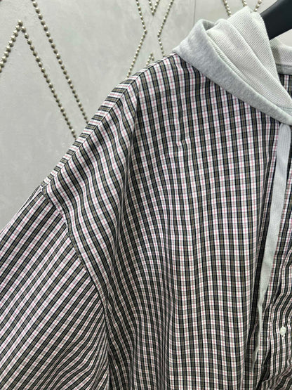 Balenciaga Tartan Hooded Shirt