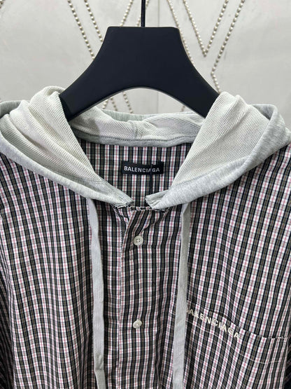 Balenciaga Tartan Hooded Shirt