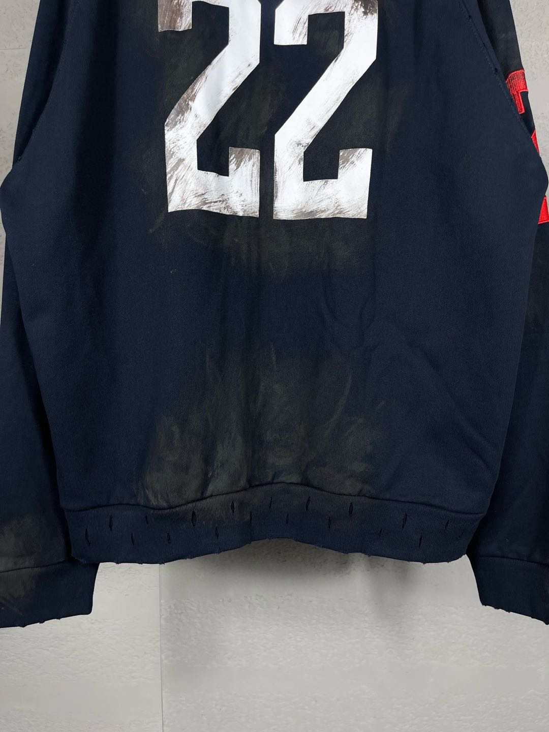 BALENCIAGA Embroidered Zip-up Hoodie Navy