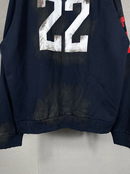 BALENCIAGA Embroidered Zip-up Hoodie Navy