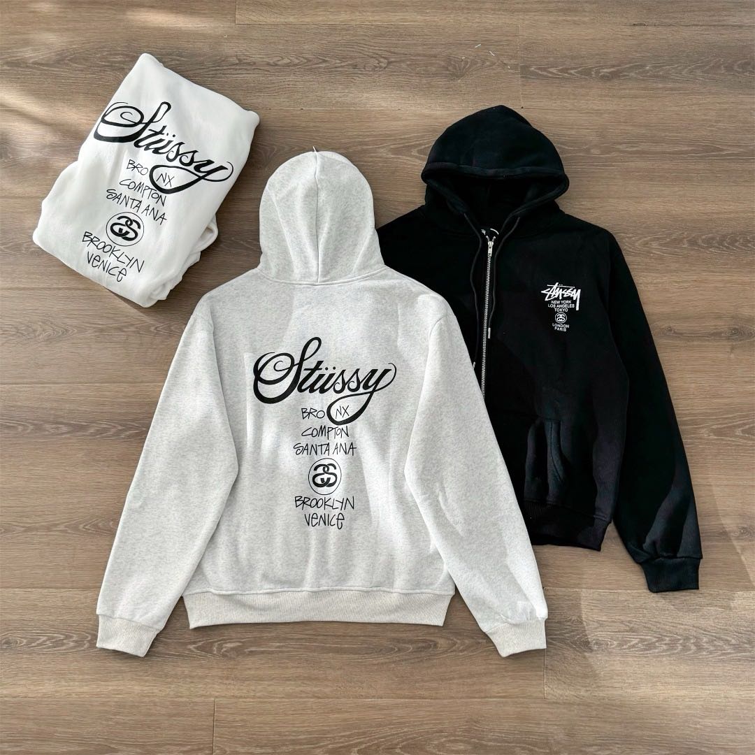 Stussy World Tour 2024 Zip Hoodie Black