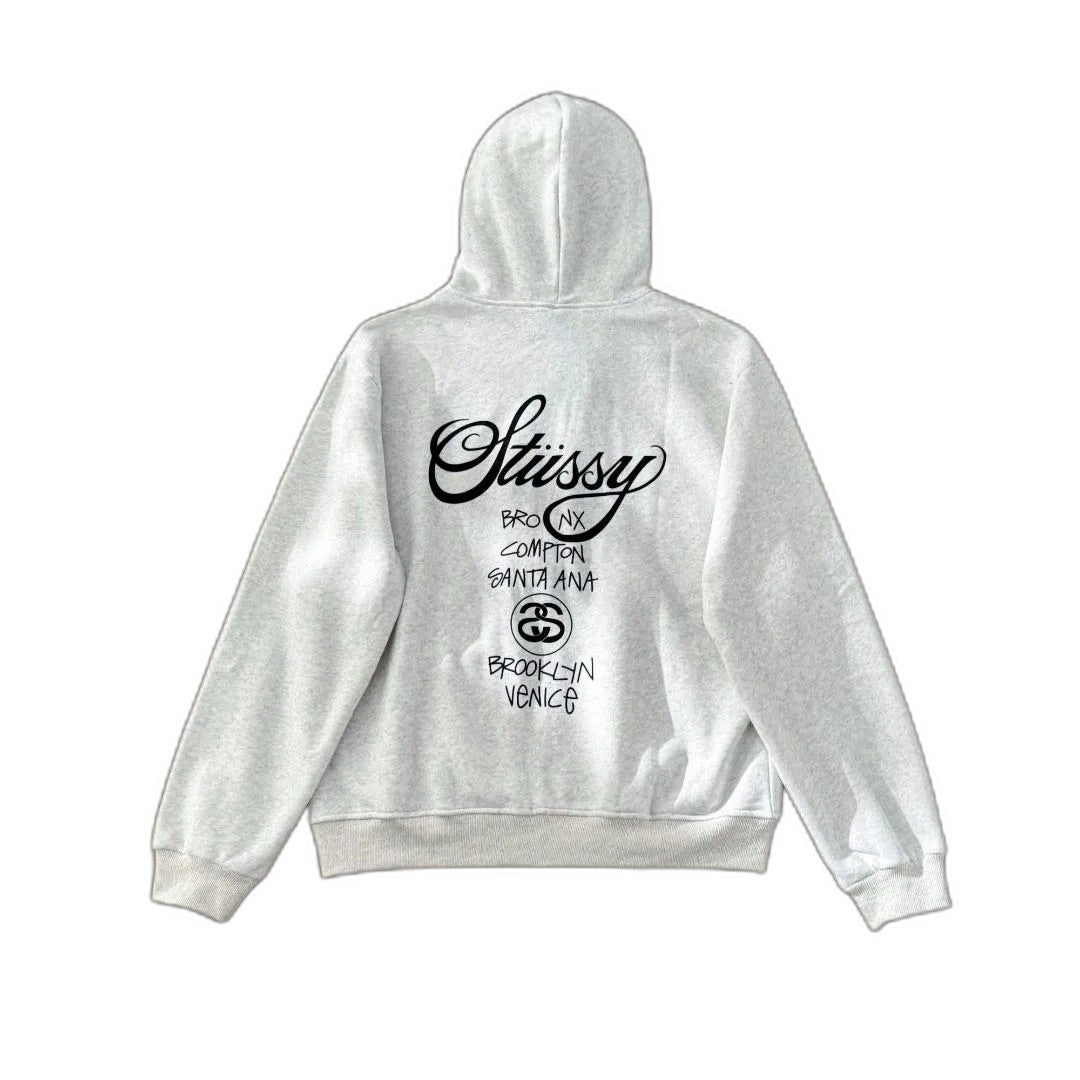 Stussy World Tour 2024 Zip Hoodie Black