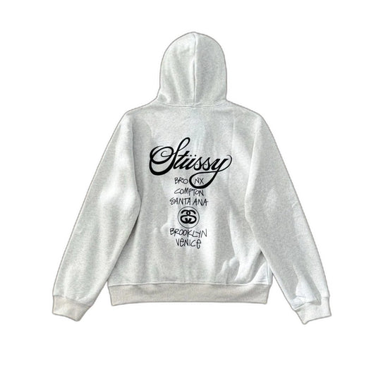 Stussy World Tour 2024 Zip Hoodie Black