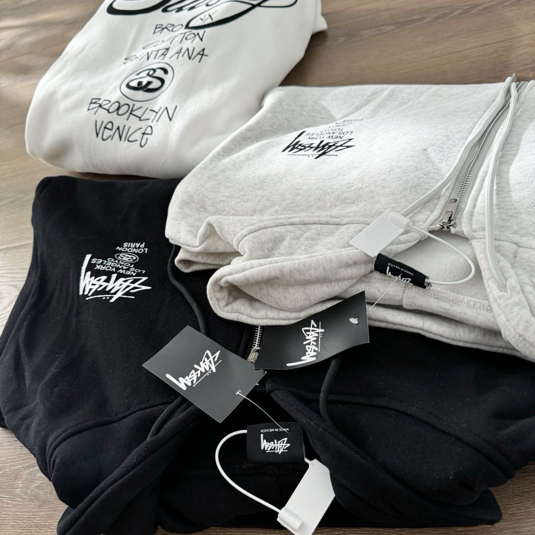 Stussy World Tour 2024 Zip Hoodie Black