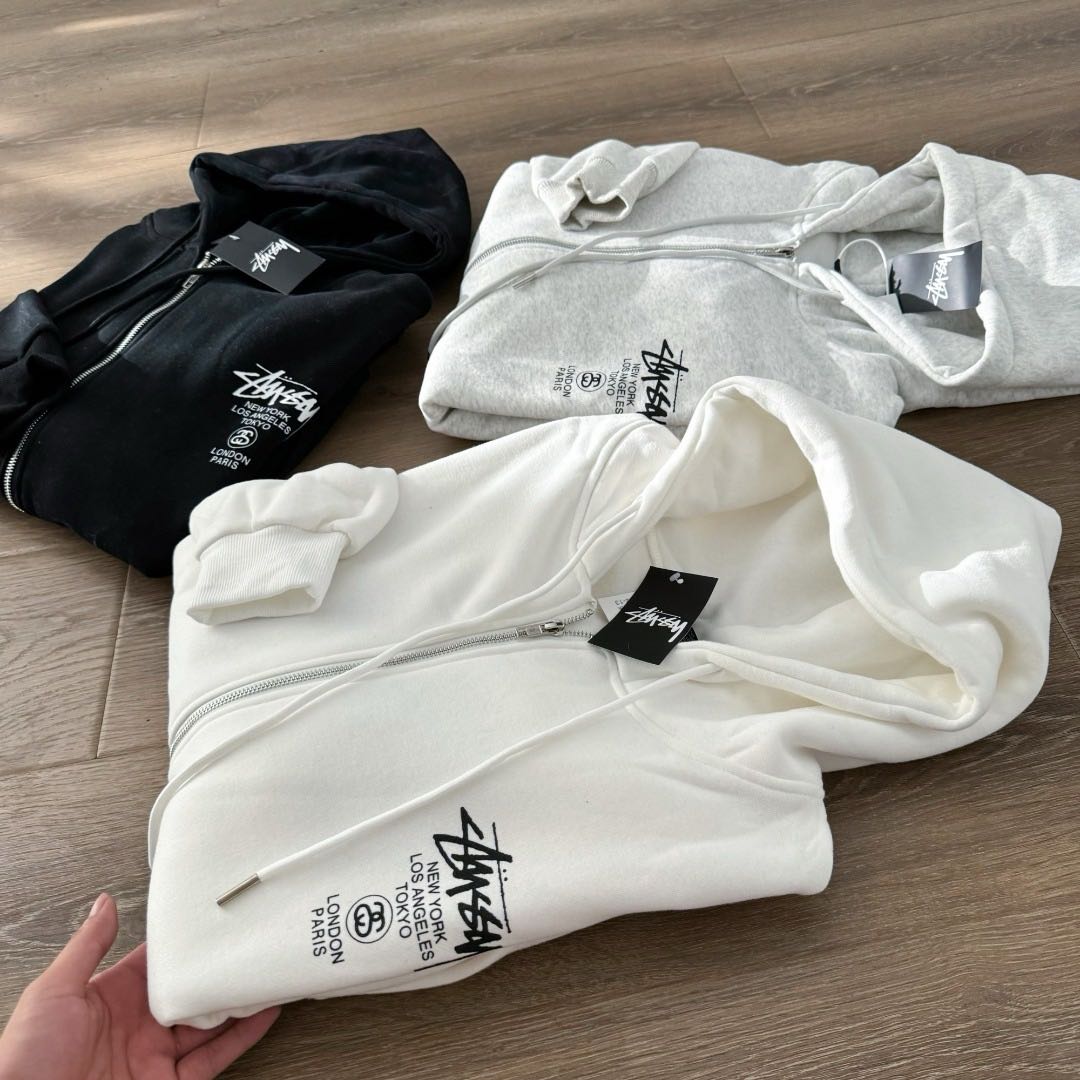 Stussy World Tour 2024 Zip Hoodie Black