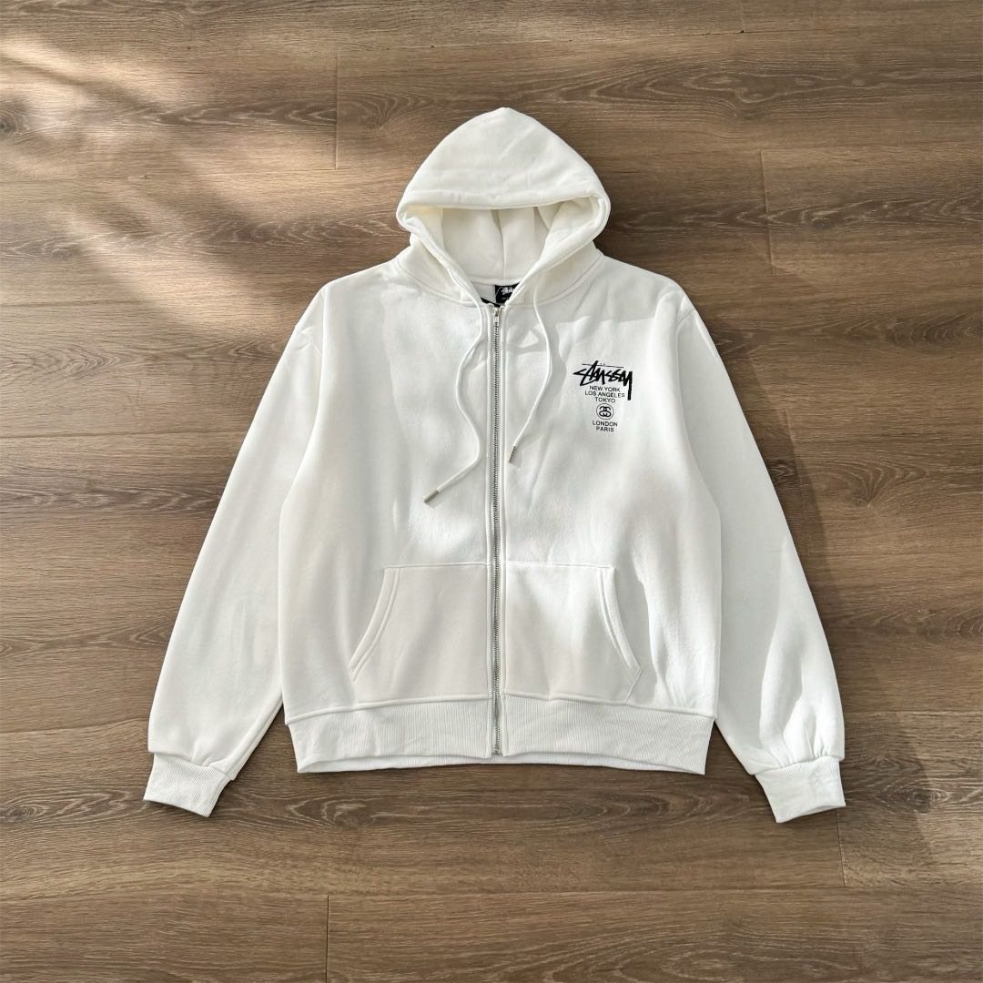 Stussy World Tour 2024 Zip Hoodie Black