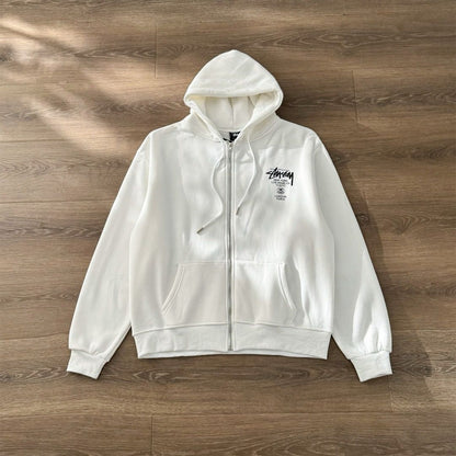 Stussy World Tour 2024 Zip Hoodie Black