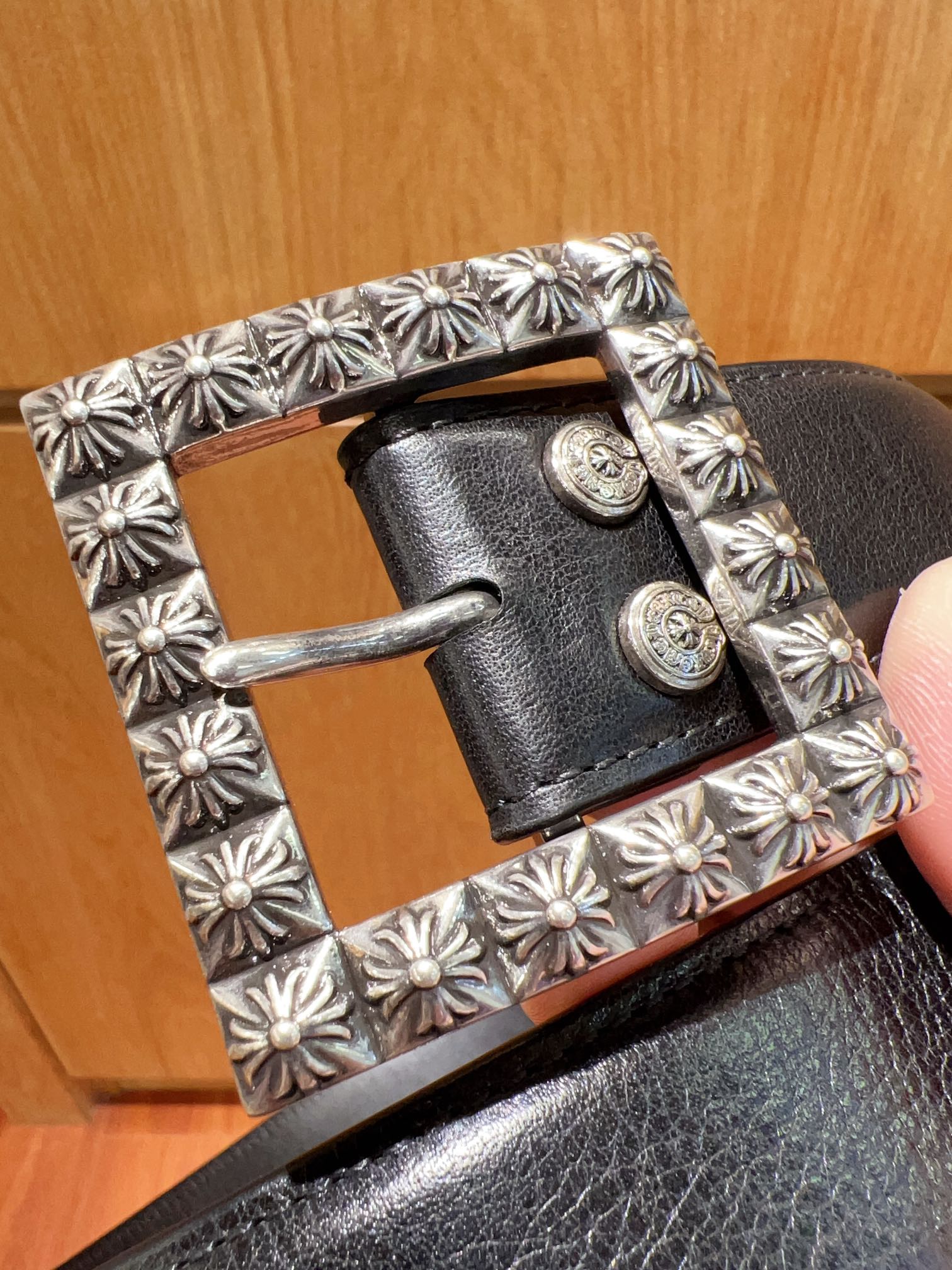 CHROME HEARTS Pyramid Plus Buckle Belt -3.8cm