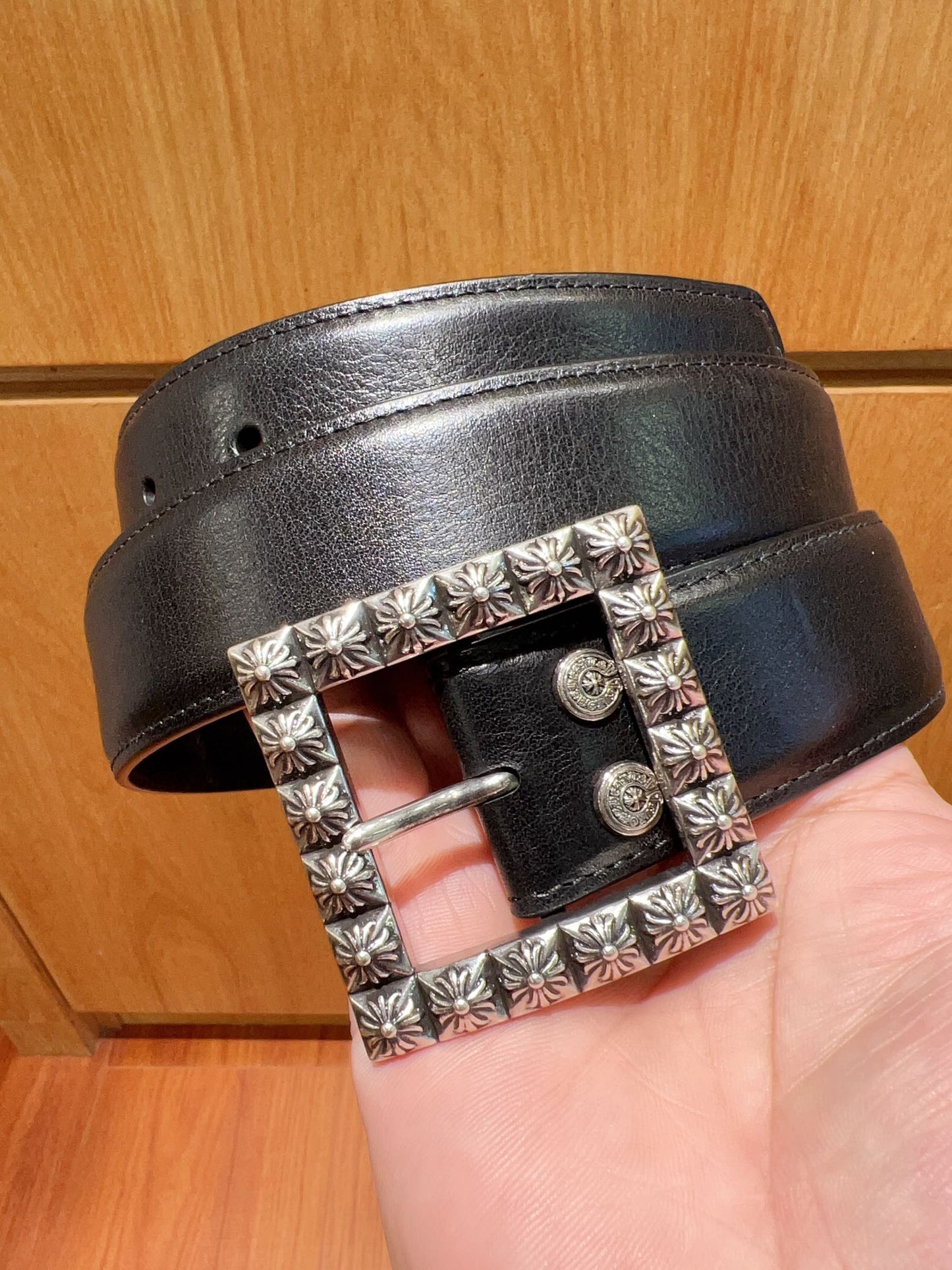 CHROME HEARTS Pyramid Plus Buckle Belt -3.8cm