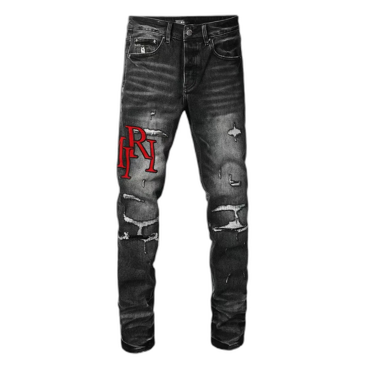 Amiri Staggered Logo Jean Rain Grey