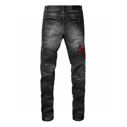 Amiri Staggered Logo Jean Rain Grey
