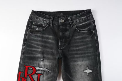 Amiri Staggered Logo Jean Rain Grey