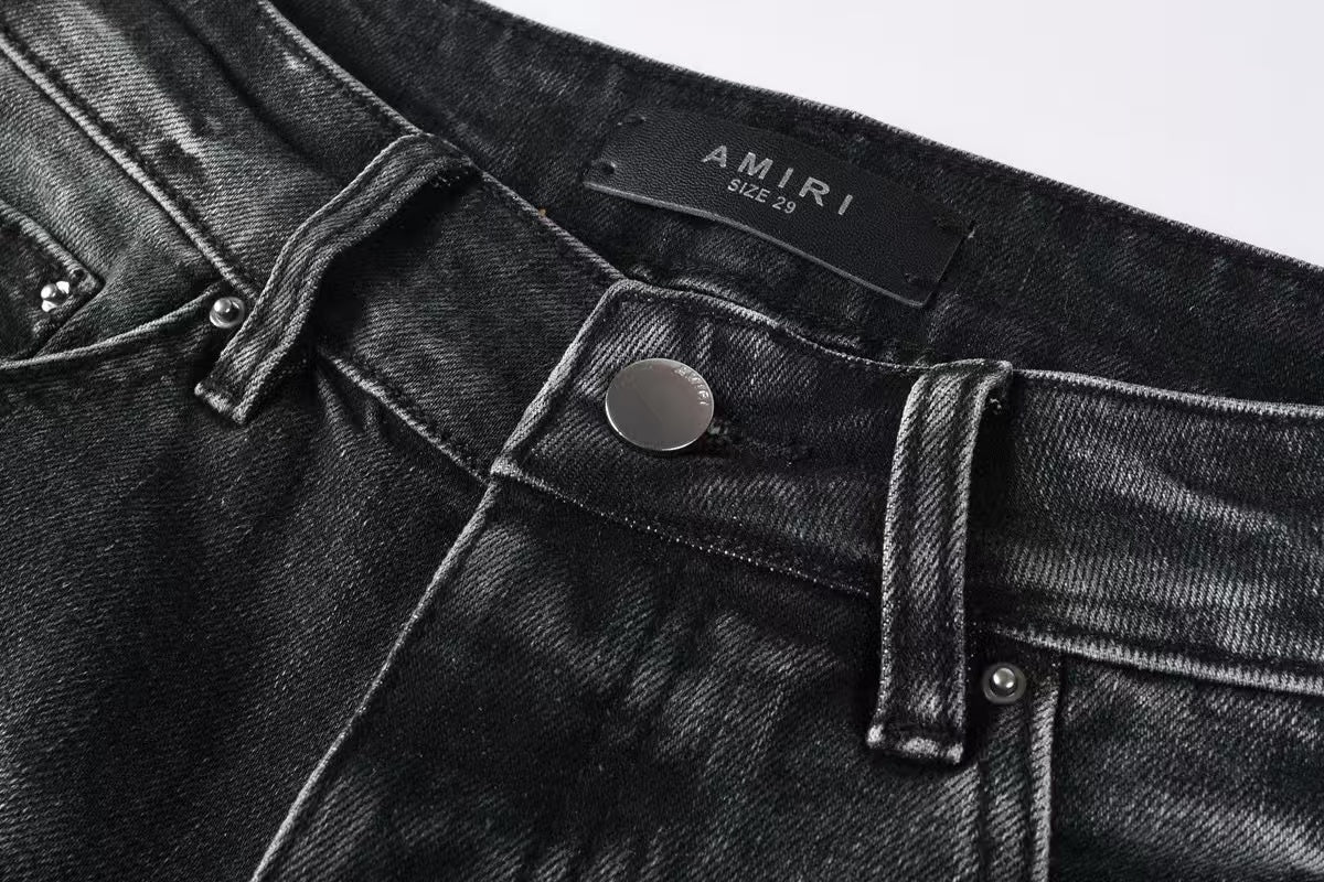 Amiri Staggered Logo Jean Rain Grey