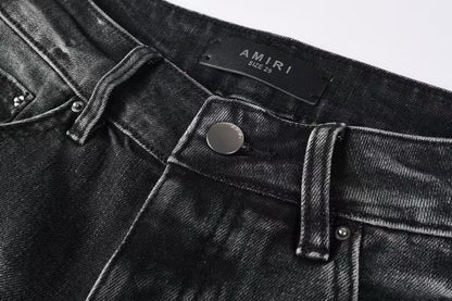 Amiri Staggered Logo Jean Rain Grey
