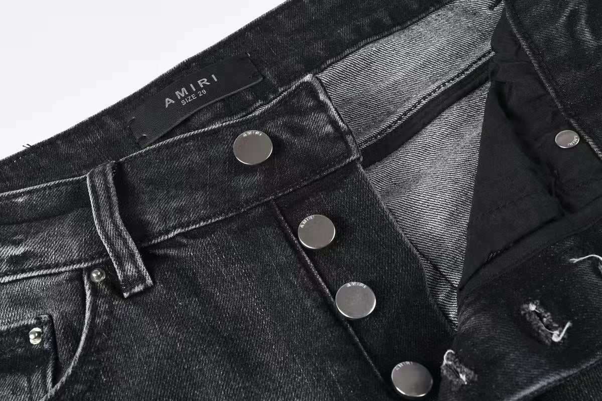 Amiri Staggered Logo Jean Rain Grey