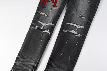 Amiri Staggered Logo Jean Rain Grey
