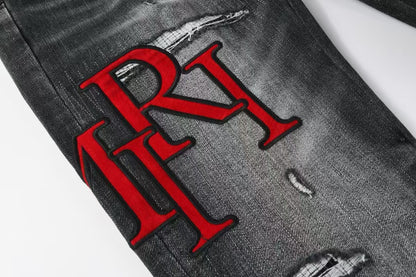 Amiri Staggered Logo Jean Rain Grey