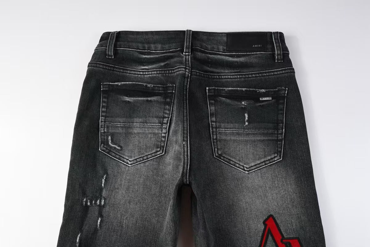 Amiri Staggered Logo Jean Rain Grey