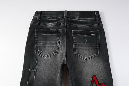 Amiri Staggered Logo Jean Rain Grey