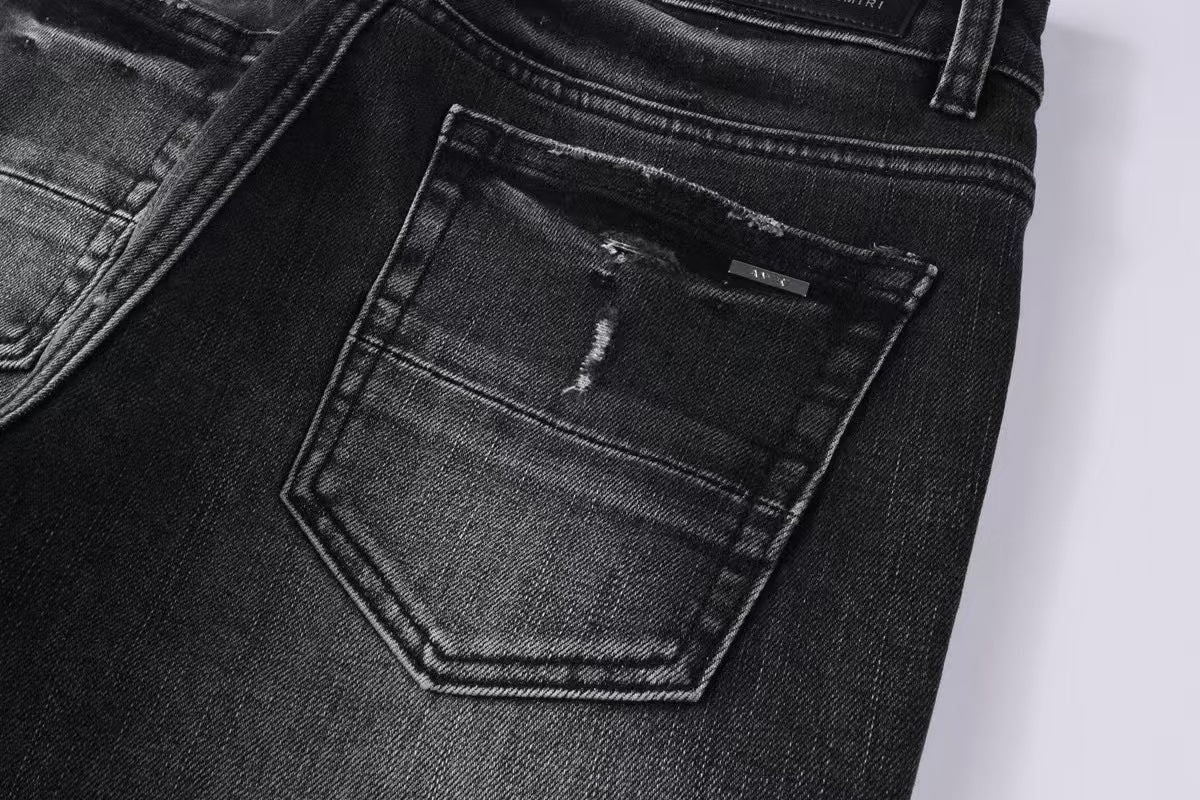 Amiri Staggered Logo Jean Rain Grey