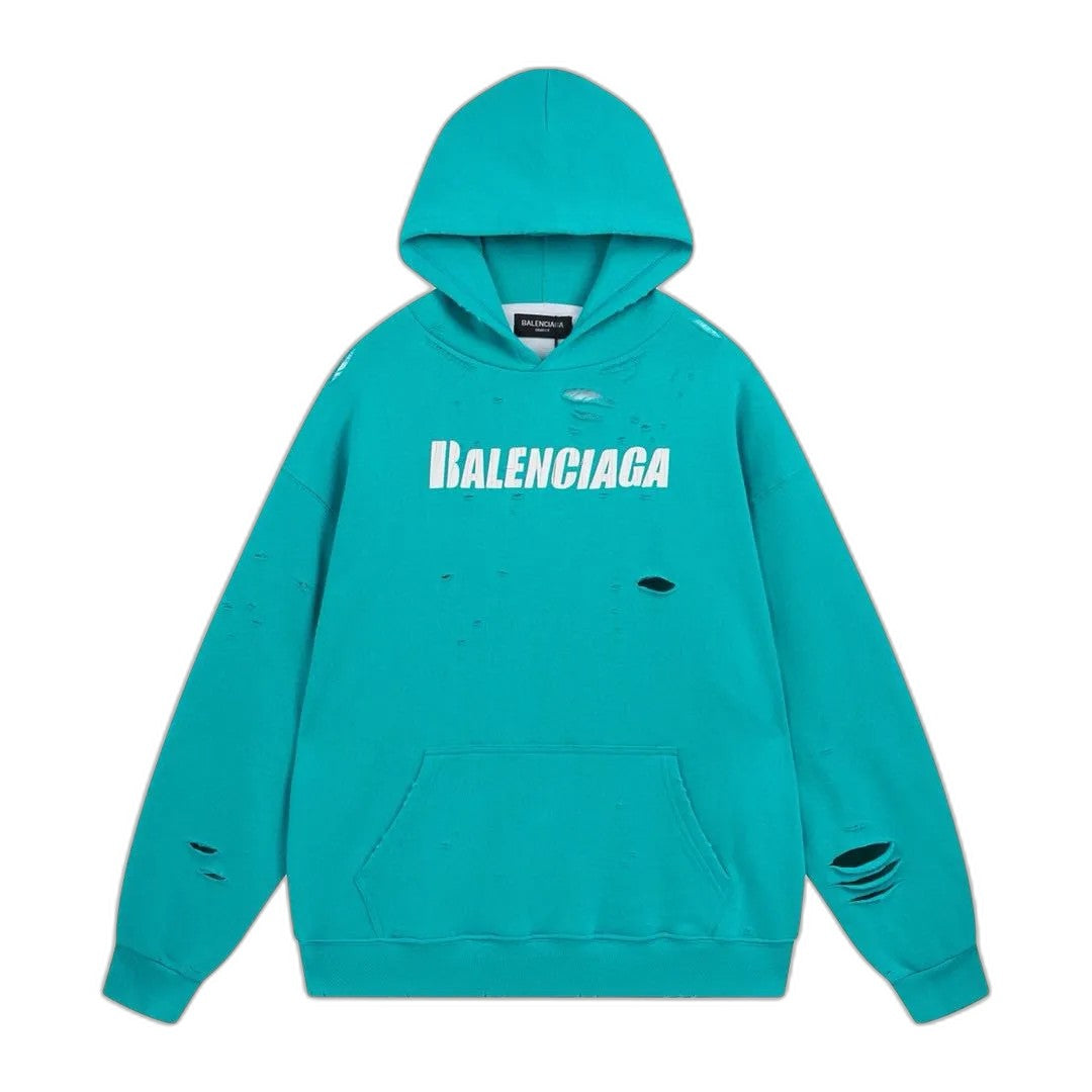 Balenciaga Caps Destroyed Hoodie Navy/White
