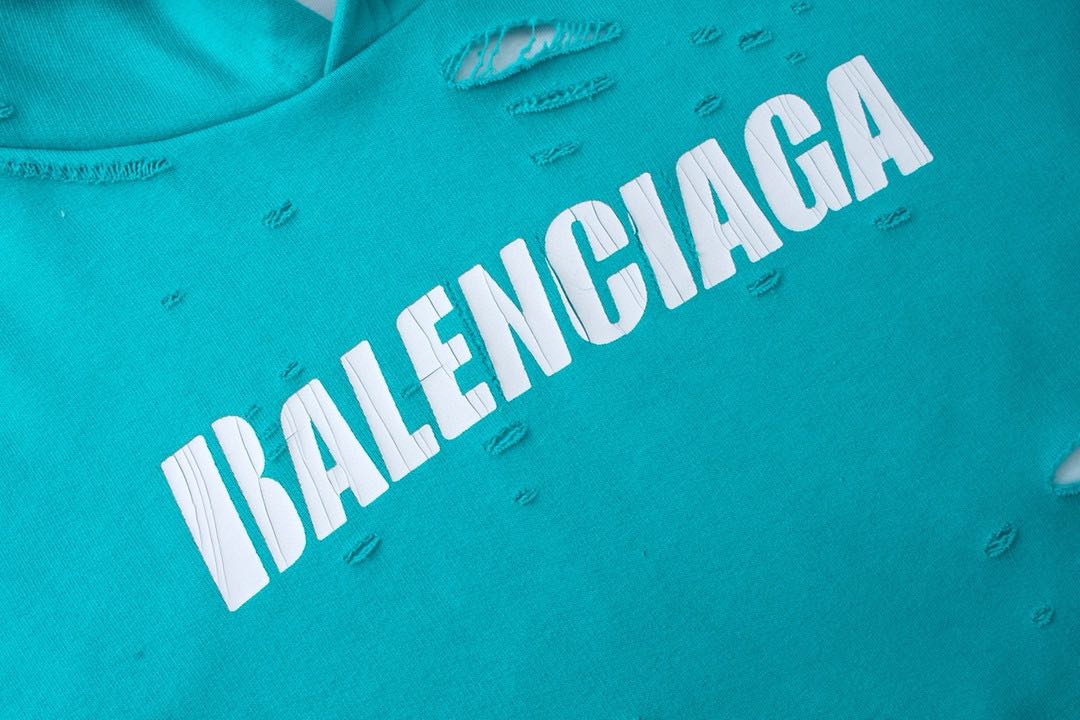 Balenciaga Caps Destroyed Hoodie Navy/White