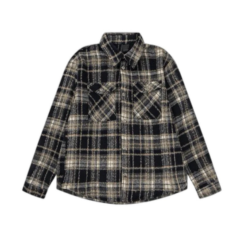 Chrome Hearts Cross Leather Patch Check Shirt Black