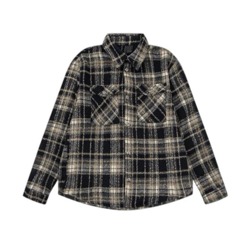 Chrome Hearts Cross Leather Patch Check Shirt Black