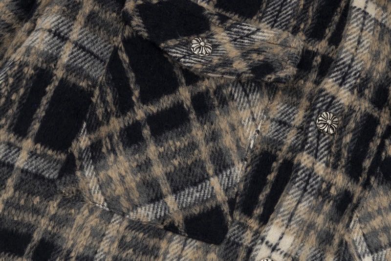 Chrome Hearts Cross Leather Patch Check Shirt Black