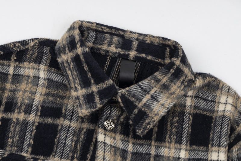 Chrome Hearts Cross Leather Patch Check Shirt Black