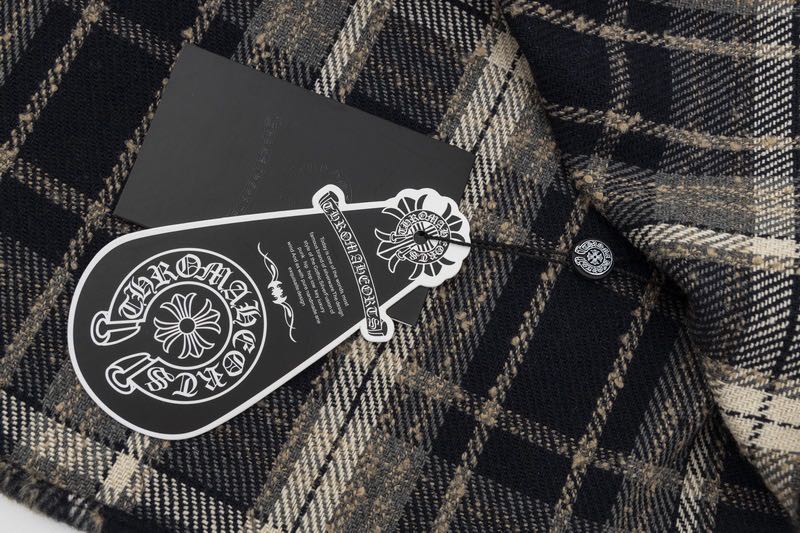 Chrome Hearts Cross Leather Patch Check Shirt Black