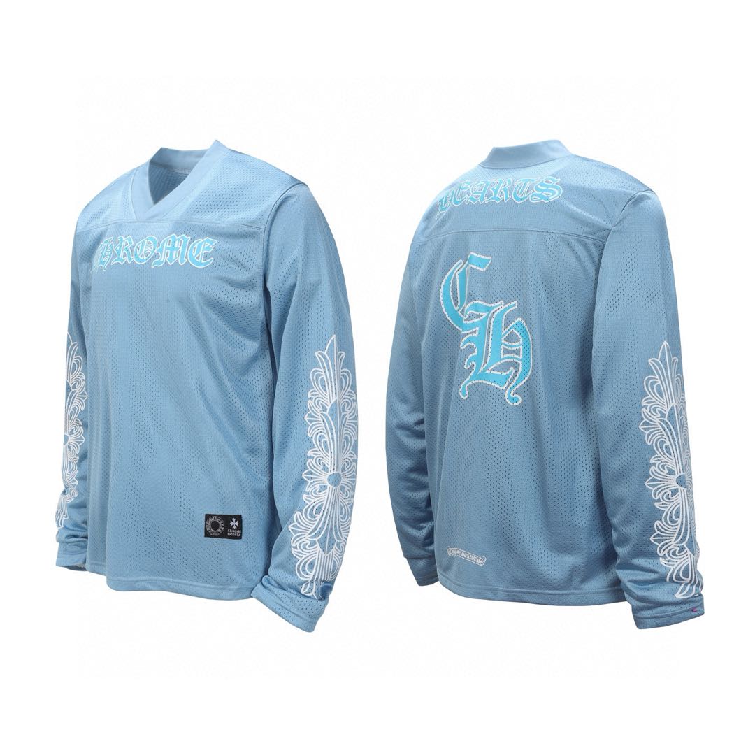 Chrome Hearts Hockey Series Letter Print Mesh Long Sleeve T-shirt