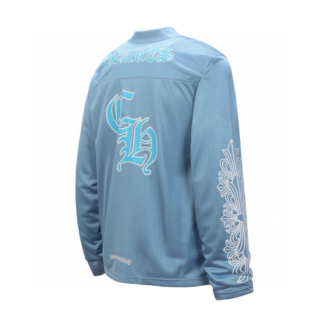 Chrome Hearts Hockey Series Letter Print Mesh Long Sleeve T-shirt