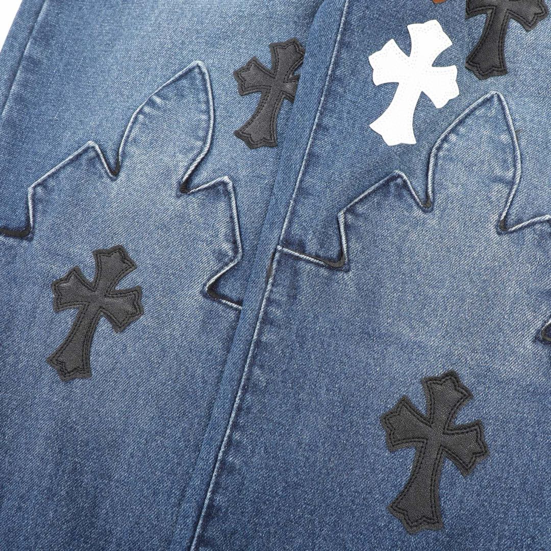 Chrome Hearts Fleur Knee Cross Patch Jeans