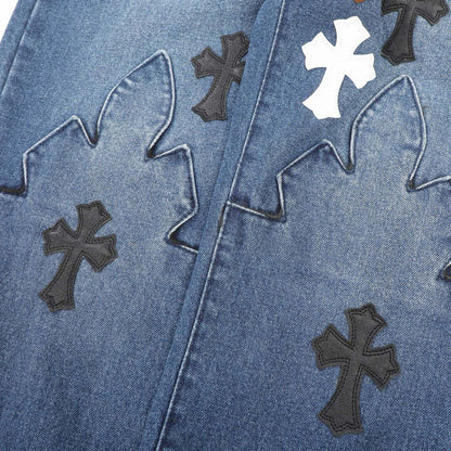 Chrome Hearts Fleur Knee Cross Patch Jeans