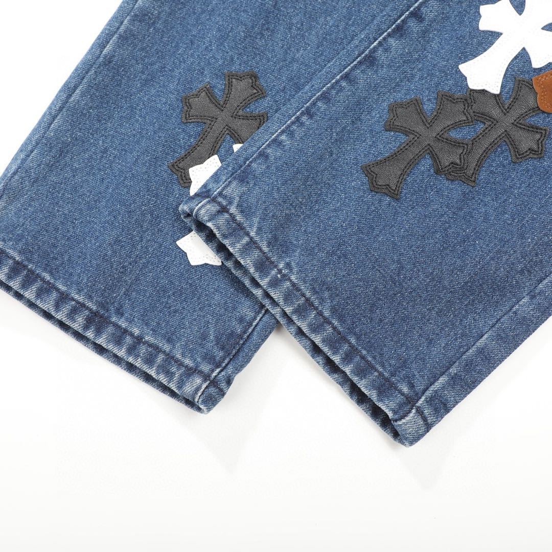 Chrome Hearts Fleur Knee Cross Patch Jeans