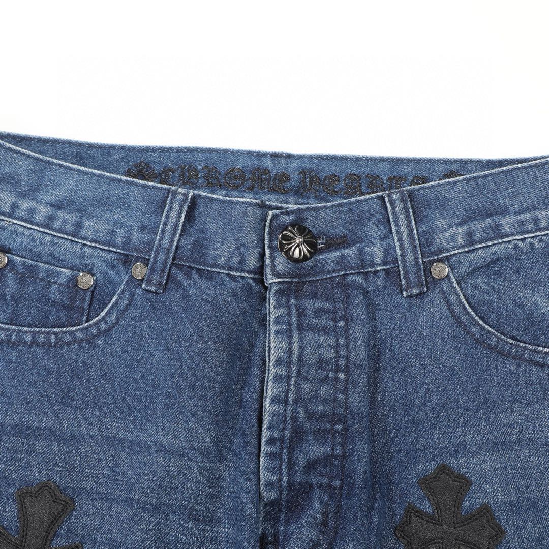 Chrome Hearts Fleur Knee Cross Patch Jeans