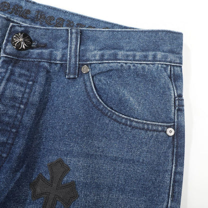Chrome Hearts Fleur Knee Cross Patch Jeans