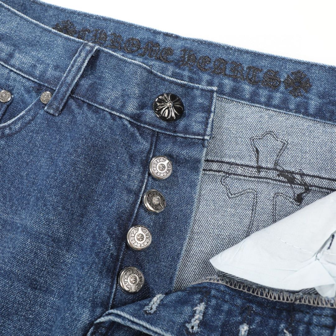 Chrome Hearts Fleur Knee Cross Patch Jeans