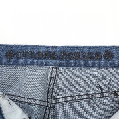 Chrome Hearts Fleur Knee Cross Patch Jeans