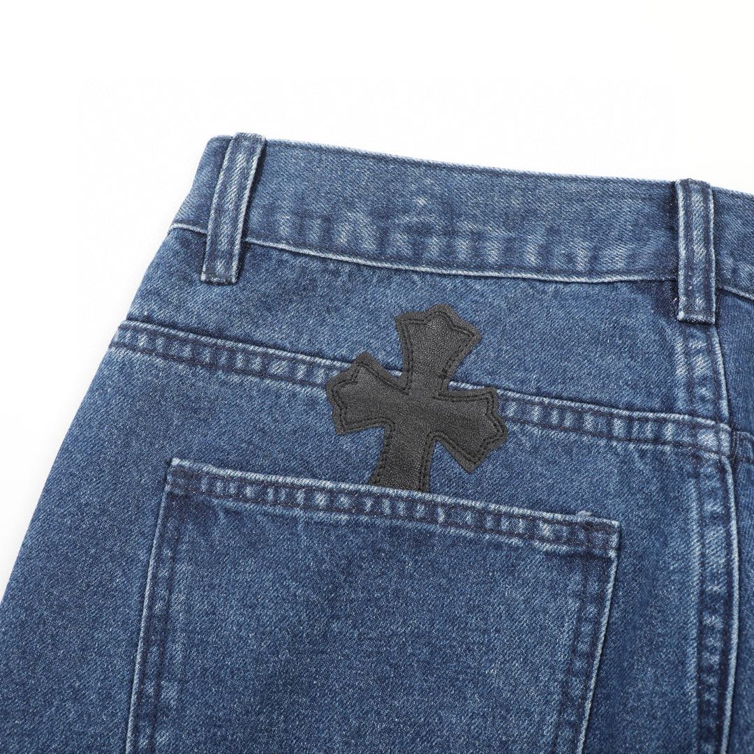 Chrome Hearts Fleur Knee Cross Patch Jeans