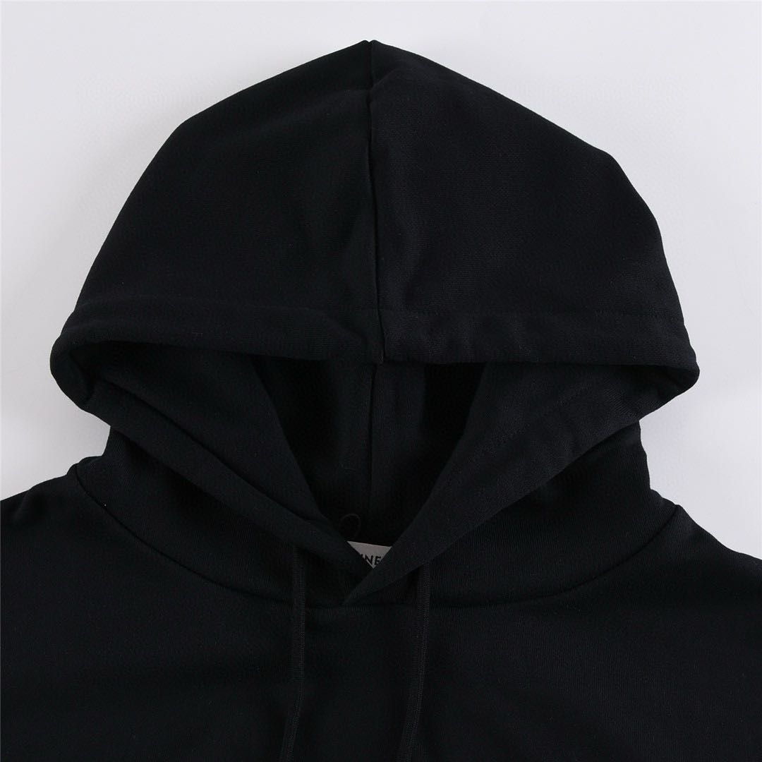 CELINE Logo Print Cotton Hoodie Sweatshirt "Black"