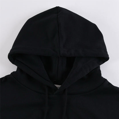CELINE Logo Print Cotton Hoodie Sweatshirt "Black"