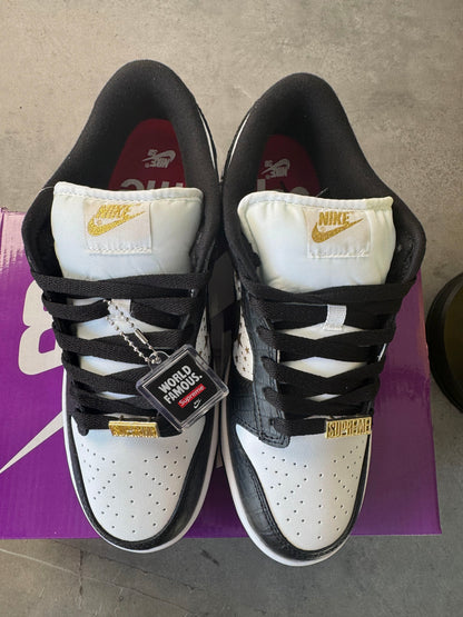 Supreme × Nike SB Dunk Low OG QS "Gold Stars" White/Black
