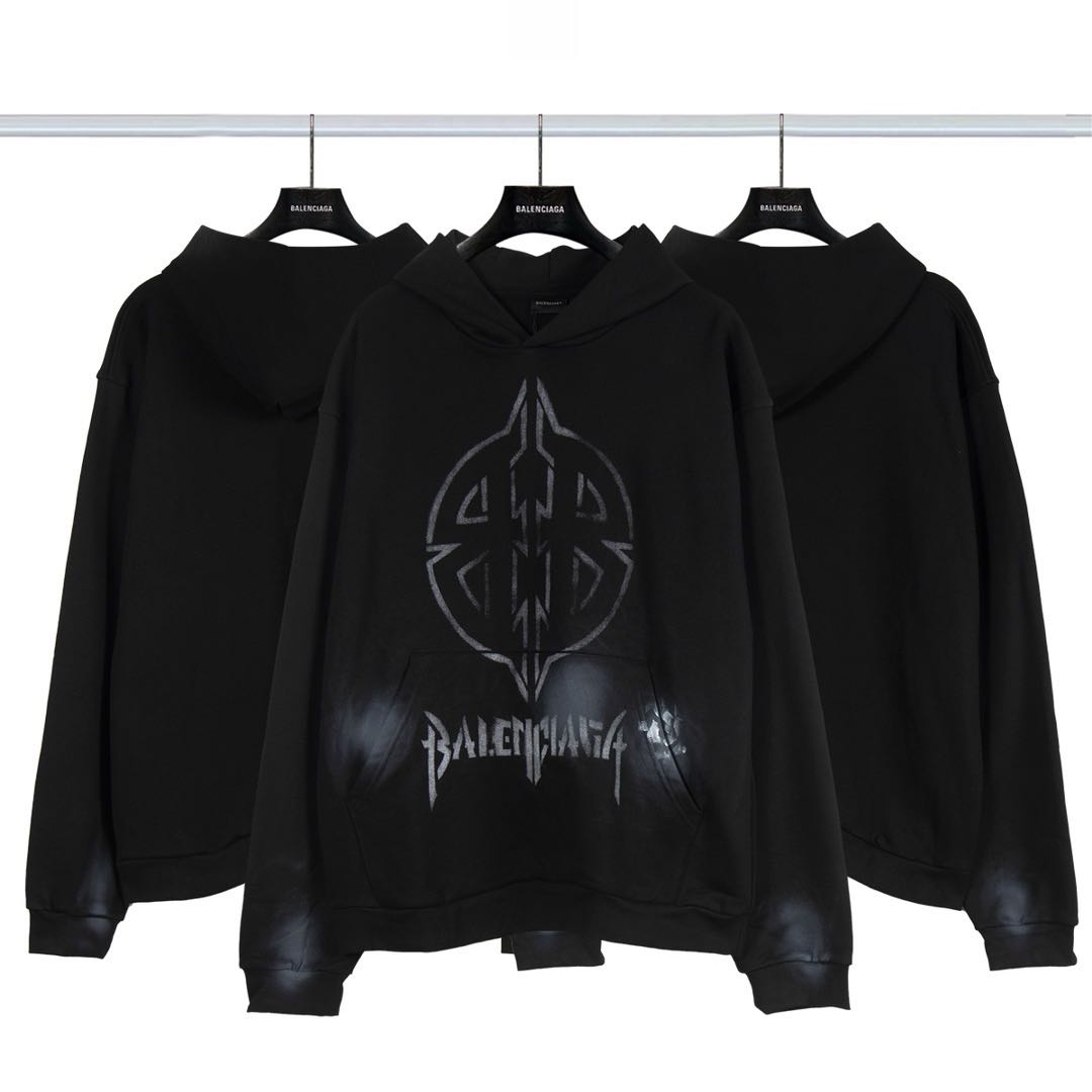 Balenciaga Black Metal BB Stencil Hoodie