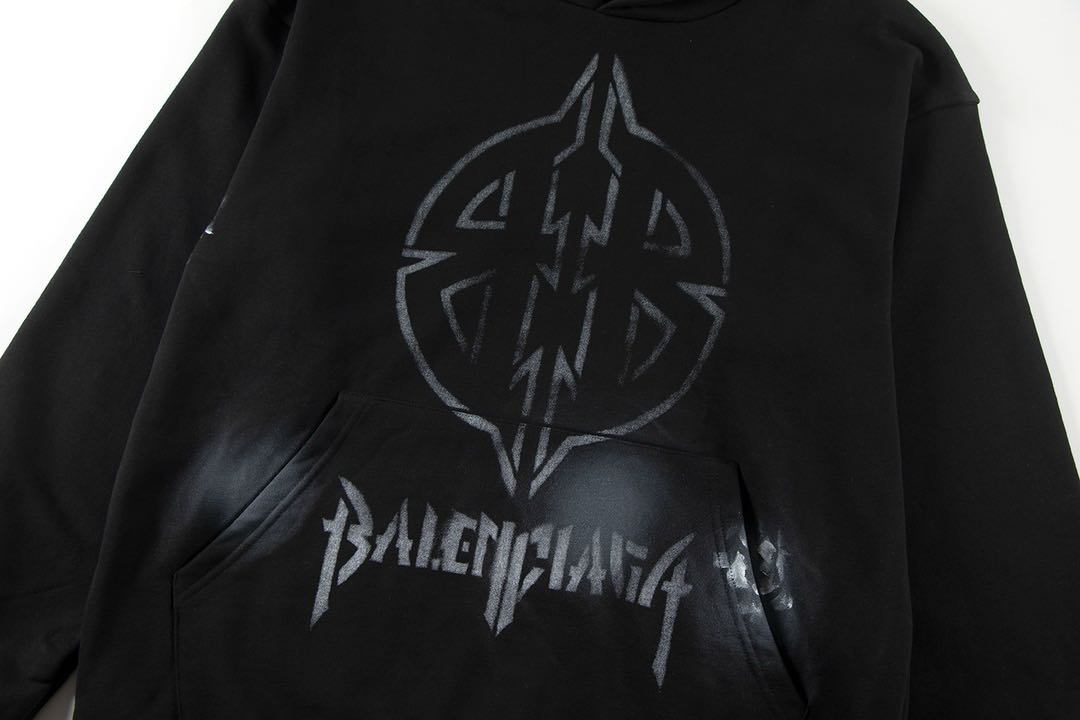 Balenciaga Black Metal BB Stencil Hoodie