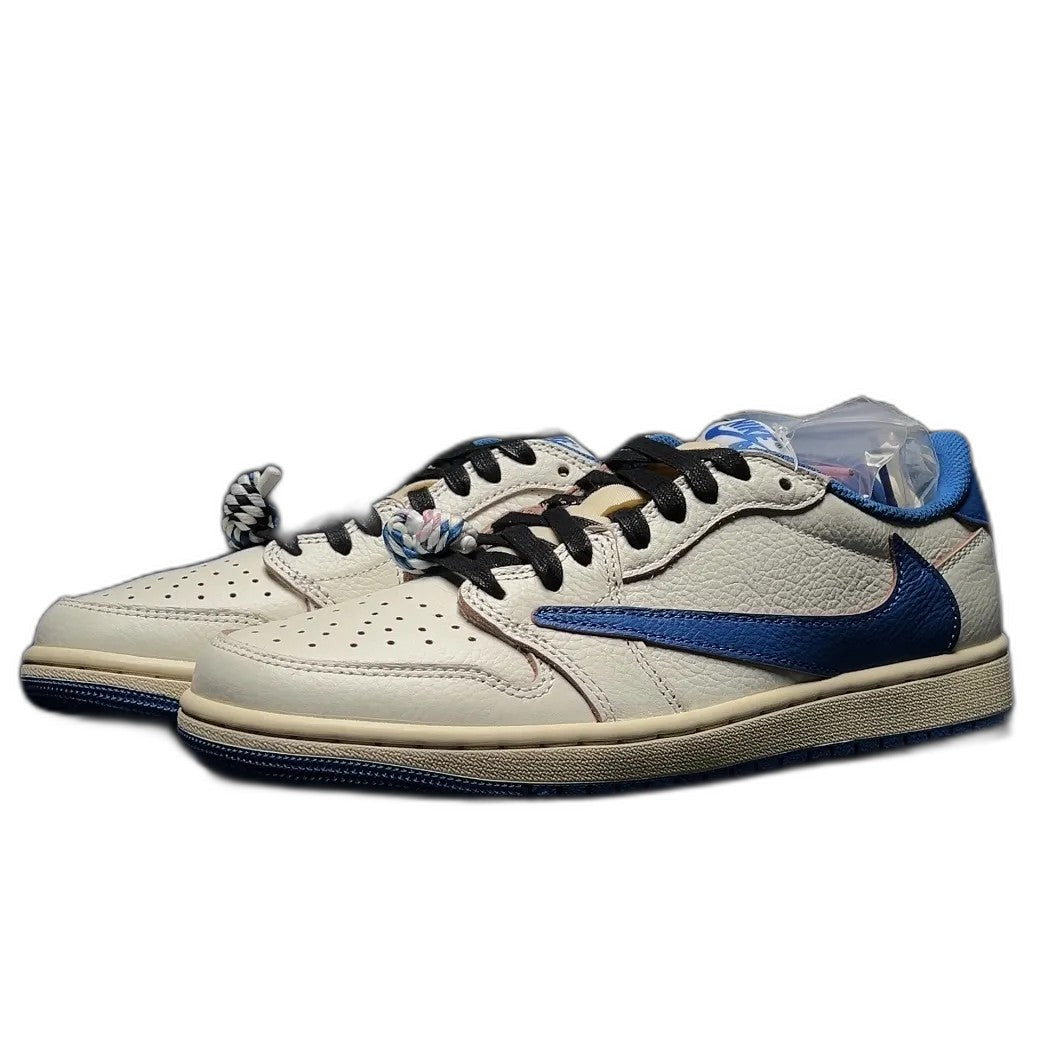 【LJR】Travis Scott × Fragment × Nike Air Jordan 1 Low OG "Sail/Military Blue" LJR