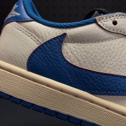 【LJR】Travis Scott × Fragment × Nike Air Jordan 1 Low OG "Sail/Military Blue" LJR