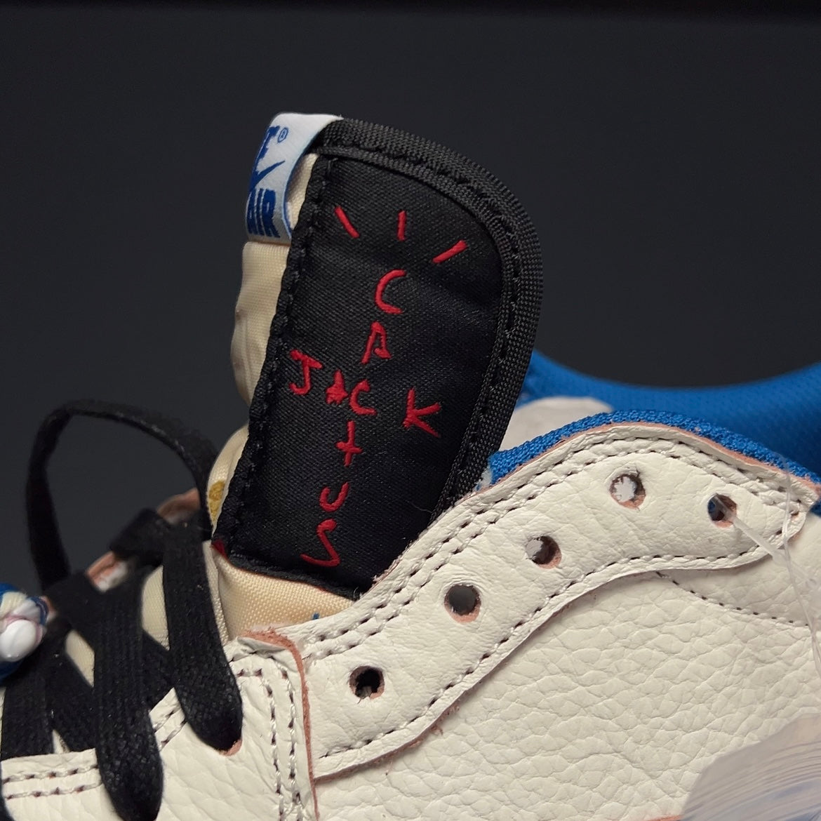 【LJR】Travis Scott × Fragment × Nike Air Jordan 1 Low OG "Sail/Military Blue" LJR